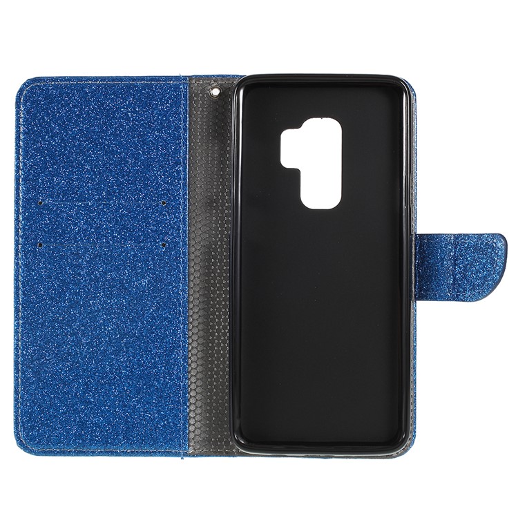Flash Powder Leather Wallet Case Protector for Samsung Galaxy S9+ G965 - Blue-7