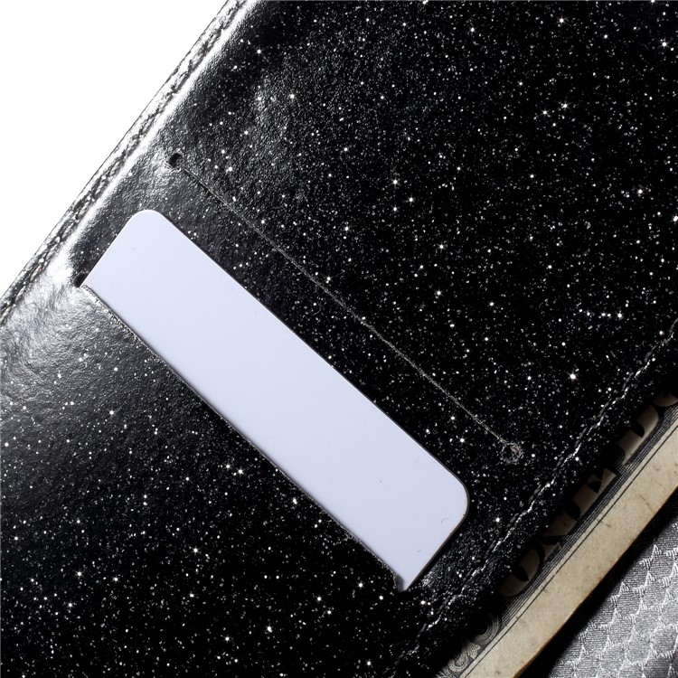 Glittery Powder Stand Leather Phone Cover for Samsung Galaxy S9 SM-G960 - Black-7