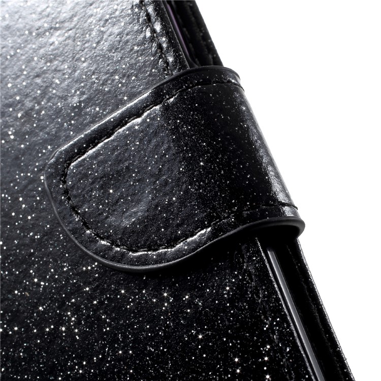 Glittery Powder Stand Leather Phone Cover for Samsung Galaxy S9 SM-G960 - Black-8