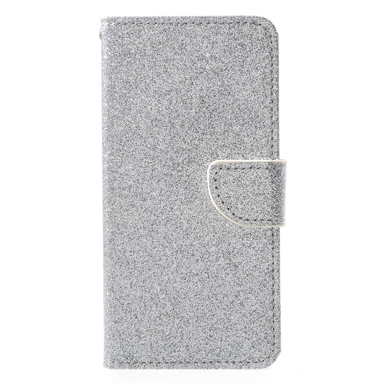 Glittery Powder Stand Leather Phone Shell for Samsung Galaxy S9 SM-G960 - Silver-1