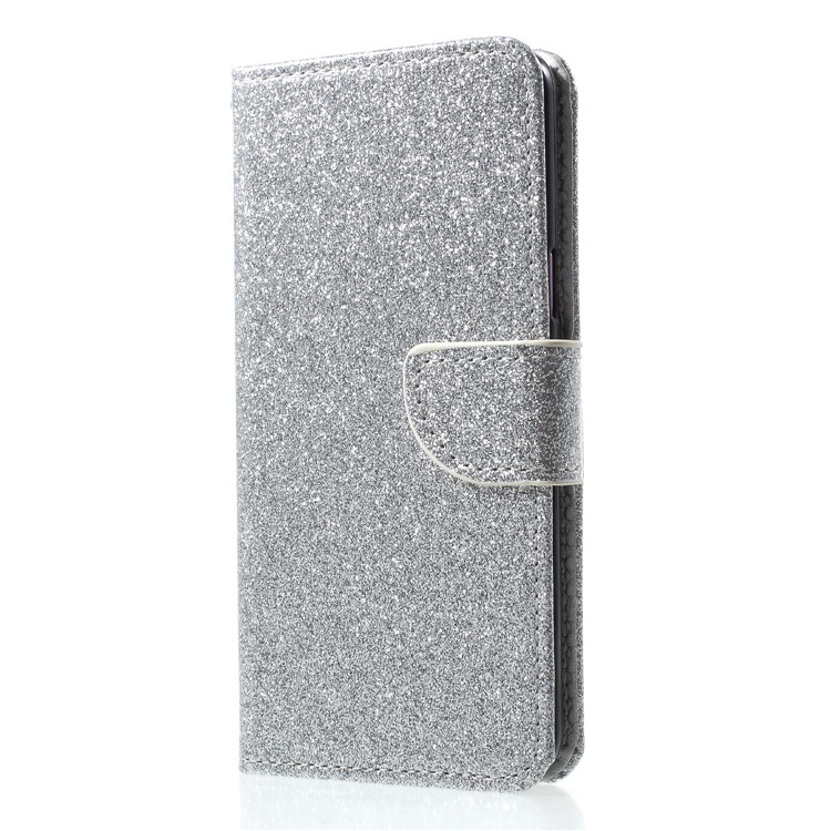 Glittery Powder Stand Leather Phone Shell for Samsung Galaxy S9 SM-G960 - Silver-3
