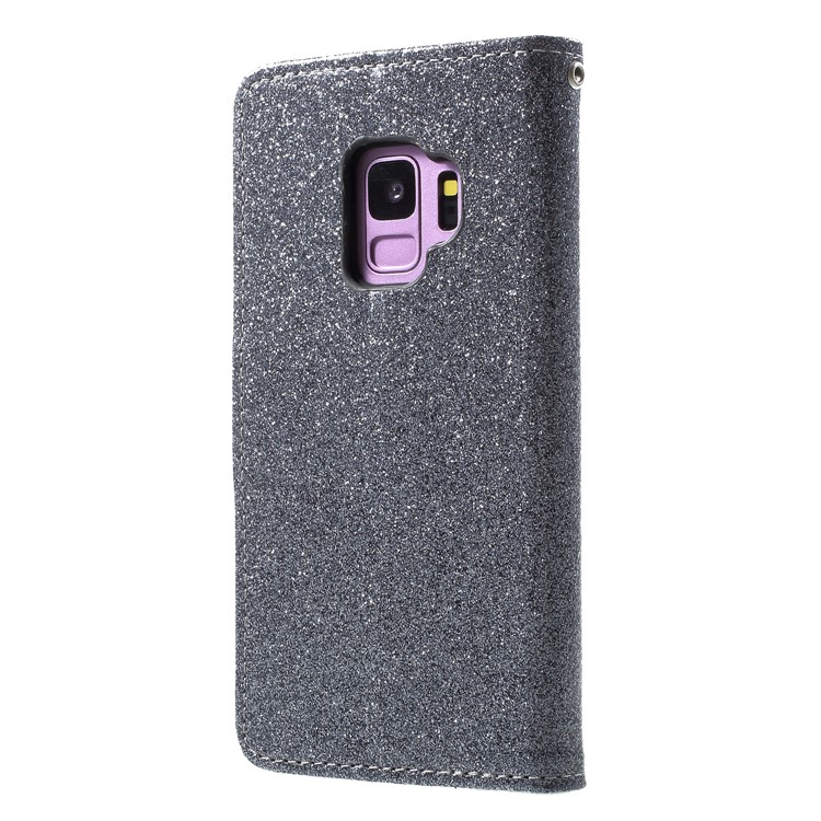 Glittery Powder Stand Leather Mobile Phone Cover for Samsung Galaxy S9 SM-G960 - Grey-2