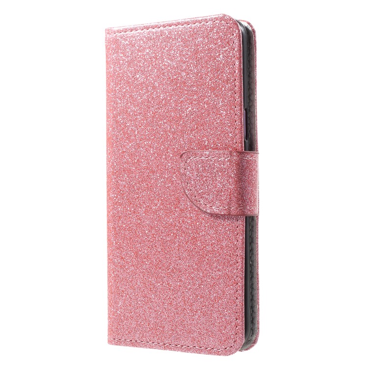 Glittery Powder Stand Leather Magnetic Phone Cover for Samsung Galaxy S9 SM-G960 - Pink-3