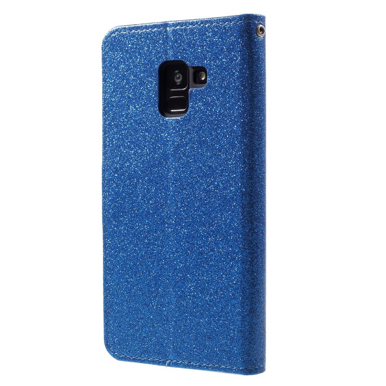 Flash Powder Stand Leather Wallet Case Cover for Samsung Galaxy A8 (2018) - Blue-2
