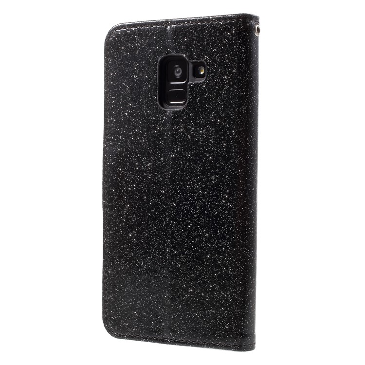 Flash Powder Leather Wallet Case for Samsung Galaxy A8+ (2018) - Black-2