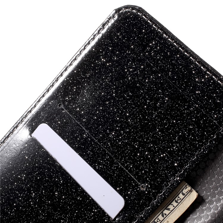 Flash Powder Leather Wallet Case for Samsung Galaxy A8+ (2018) - Black-7