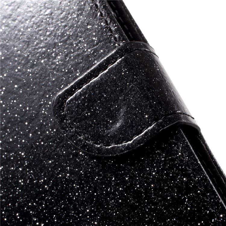 Flash Powder Leather Wallet Case for Samsung Galaxy A8+ (2018) - Black-8