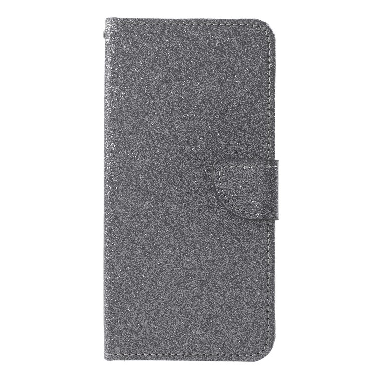 Flash Powder Leather Wallet Cover for Samsung Galaxy A8+ (2018) - Grey-1