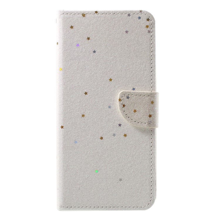Flash Powder Wallet Leather Stand Case for Samsung Galaxy A8+ (2018) - White-1