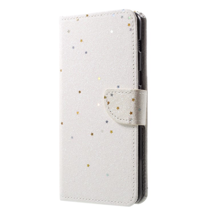 Flash Powder Wallet Leather Stand Case for Samsung Galaxy A8+ (2018) - White-3