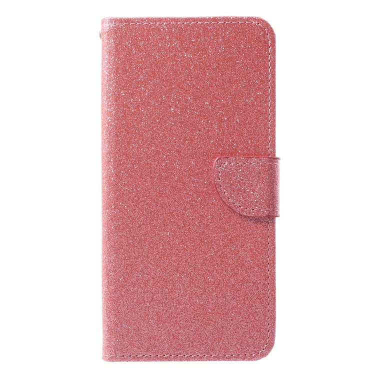 Flash Powder Cell Phone Leather Wallet Case for Samsung Galaxy A8+ (2018) - Pink-1