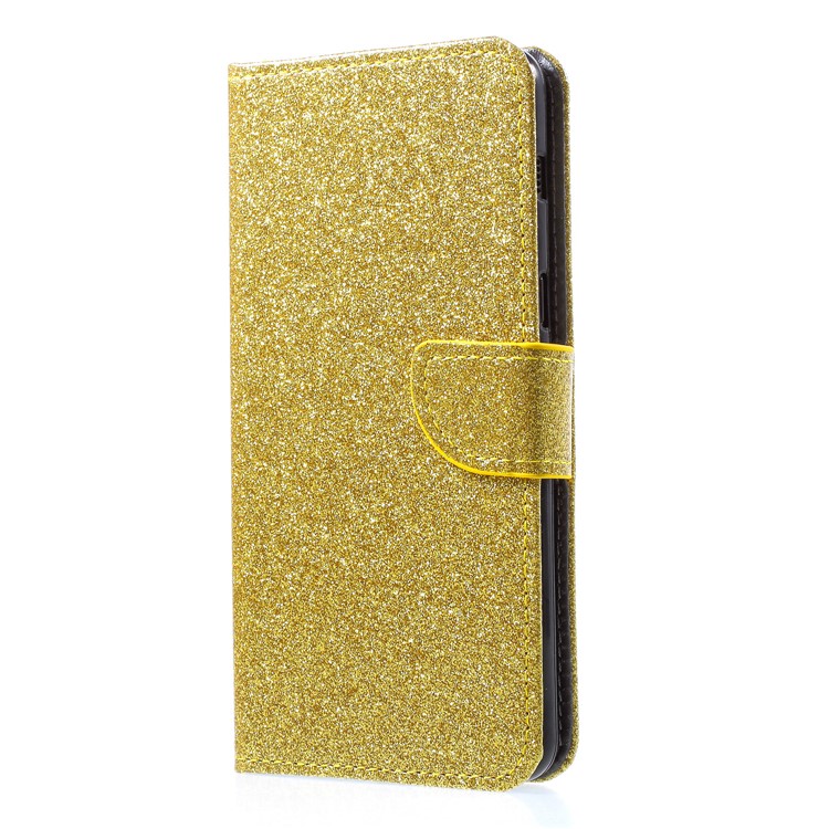 Flash Powder Magnetic Leather Stand Case for Samsung Galaxy A8+ (2018) - Gold-3