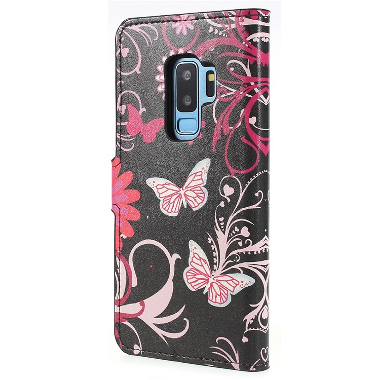 Pattern Printing Wallet Stand Leather Case for Samsung Galaxy S9+ G965 - Butterfly and Flower-2