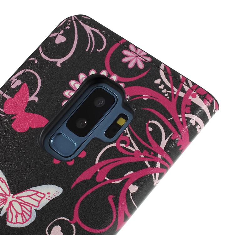 Pattern Printing Wallet Stand Leather Case for Samsung Galaxy S9+ G965 - Butterfly and Flower-5