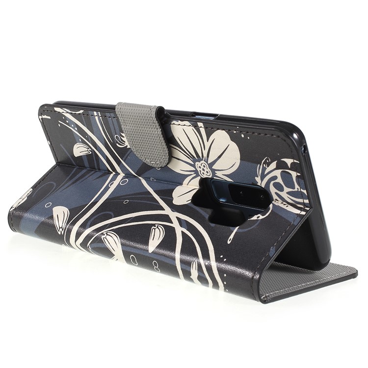 Pattern Printing Wallet Stand Leather Cover for Samsung Galaxy S9+ G965 - White Flower and Butterfly-5