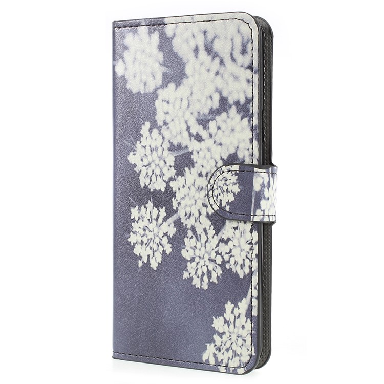Pattern Printing Wallet Stand Leather Phone Case for Samsung Galaxy S9+ G965 - White Blooming Flower-2