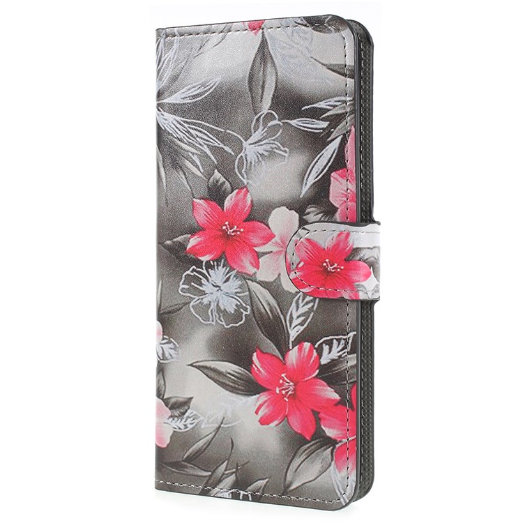 Pattern Printing Wallet Stand Leather Phone Cover for Samsung Galaxy S9+ G965 - Red Flower-2