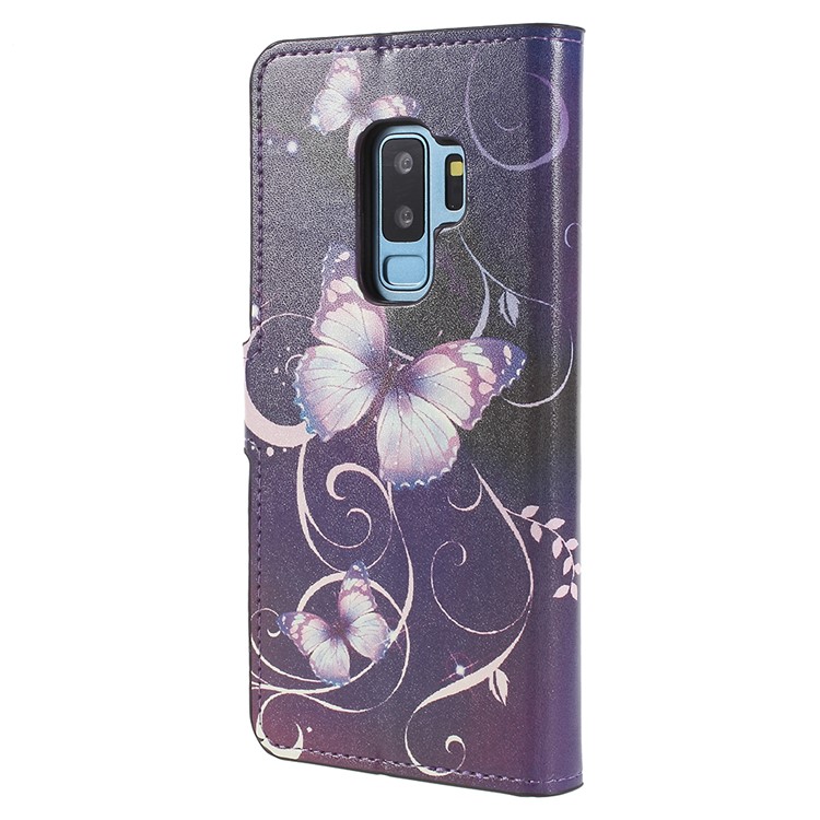 Pattern Printing Wallet Stand Leather Phone Shell for Samsung Galaxy S9+ G965 - Purple Butterfly-3
