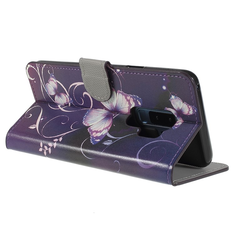 Pattern Printing Wallet Stand Leather Phone Shell for Samsung Galaxy S9+ G965 - Purple Butterfly-5