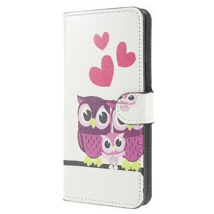 Pattern Printing Wallet Stand Leather Protector Case for Samsung Galaxy S9+ G965 - Sweet Owl Family-2