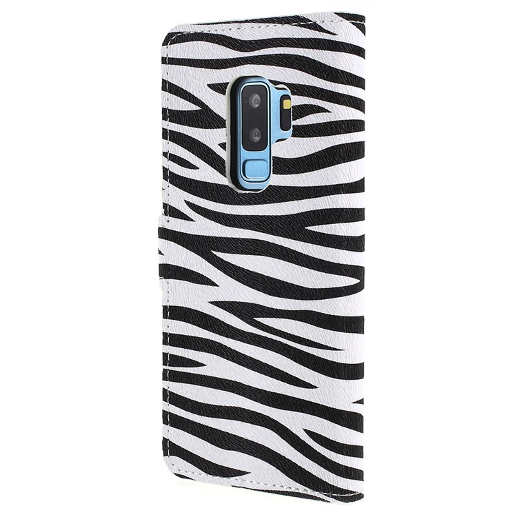 Pattern Printing Wallet Stand Leather Protector Cover for Samsung Galaxy S9+ G965 - Zebra Stripes-3