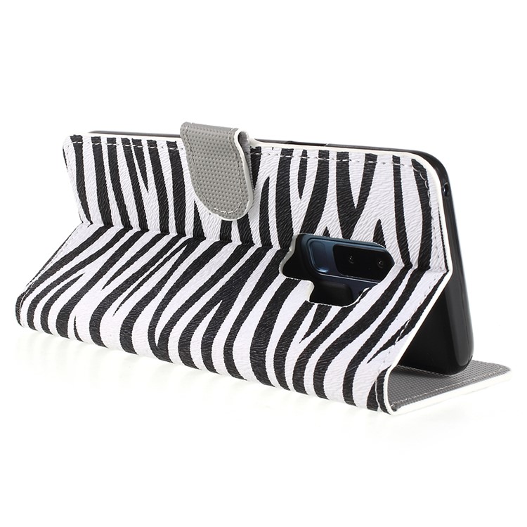Pattern Printing Wallet Stand Leather Protector Cover for Samsung Galaxy S9+ G965 - Zebra Stripes-5