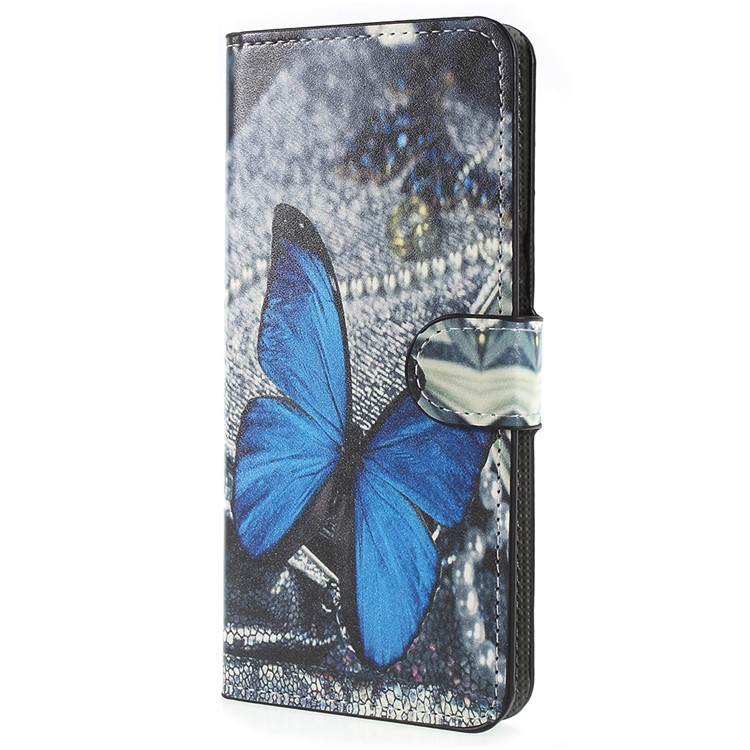 Pattern Printing Wallet Stand Leather Protector Shell for Samsung Galaxy S9+ G965 - Blue Butterfly-2