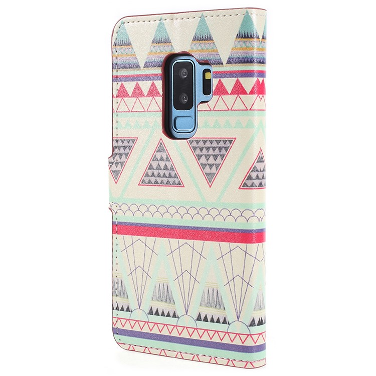 Pattern Printing Wallet Stand Leather Mobile Cover for Samsung Galaxy S9+ G965 - Tribal Triangle-3