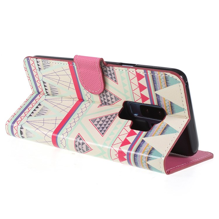 Pattern Printing Wallet Stand Leather Mobile Cover for Samsung Galaxy S9+ G965 - Tribal Triangle-5