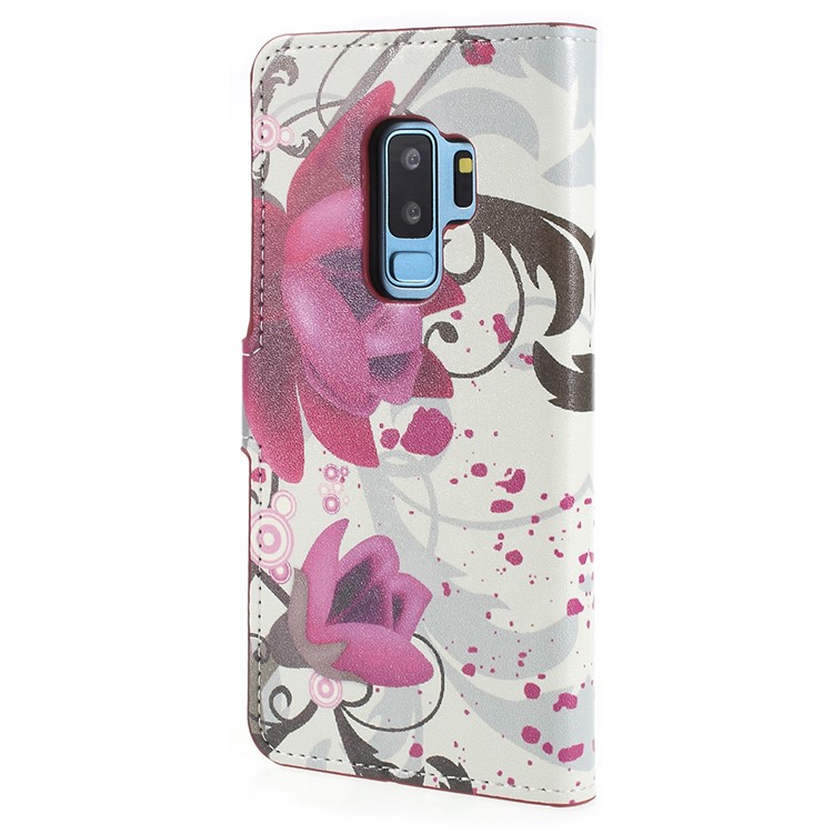 Pattern Printing Wallet Stand Leather Mobile Shell for Samsung Galaxy S9+ G965 - Kapok Flower-3