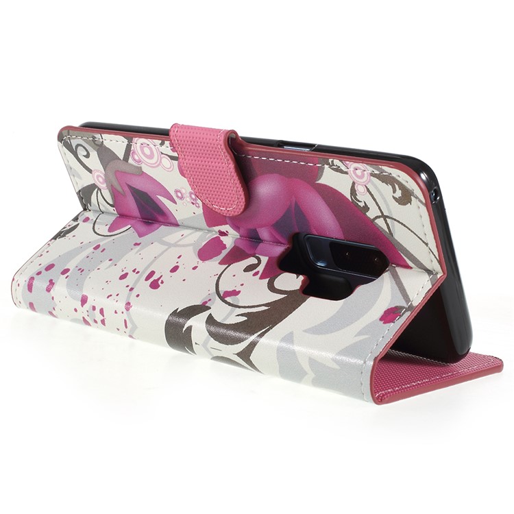 Pattern Printing Wallet Stand Leather Mobile Shell for Samsung Galaxy S9+ G965 - Kapok Flower-5
