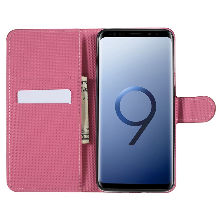 Pattern Printing Wallet Stand Leather Mobile Shell for Samsung Galaxy S9+ G965 - Kapok Flower-7