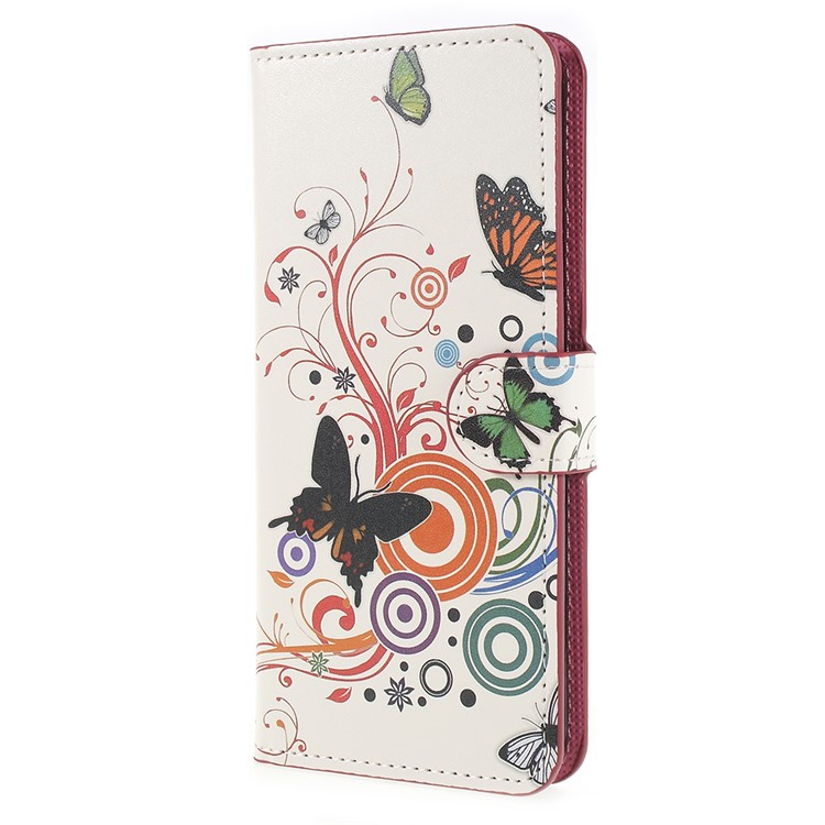 Patterned Wallet Stand Leather Cellphone Case for Samsung Galaxy S9+ G965 - Butterfly and Circle-2