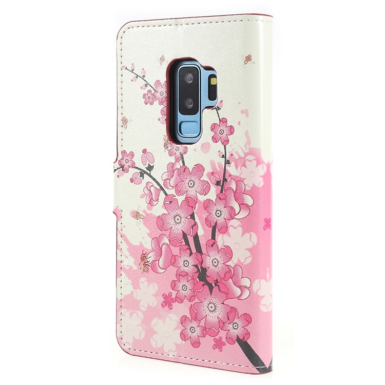 Pattern Printing Wallet Stand Leather Cellphone Cover Case for Samsung Galaxy S9+ G965 - Plum Blossom-3