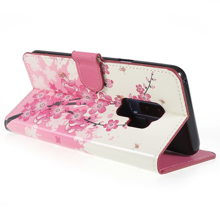 Pattern Printing Wallet Stand Leather Cellphone Cover Case for Samsung Galaxy S9+ G965 - Plum Blossom-5