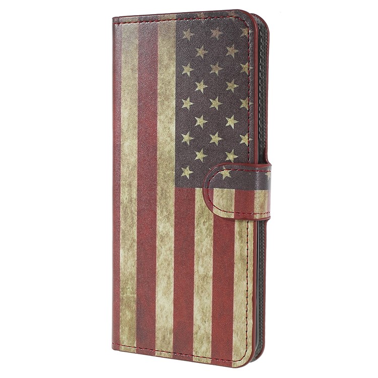 Pattern Printing Wallet Magnetic Leather Cover Case for Samsung Galaxy S9+ G965 - Vintage US Flag-2