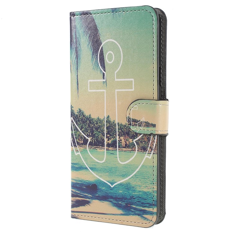 Pattern Printing Wallet Stand Leather Cover Shell for Samsung Galaxy S9+ G965 - Anchor and Sea-2
