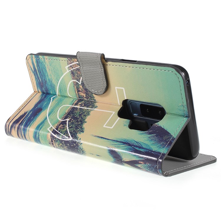 Pattern Printing Wallet Stand Leather Cover Shell for Samsung Galaxy S9+ G965 - Anchor and Sea-5