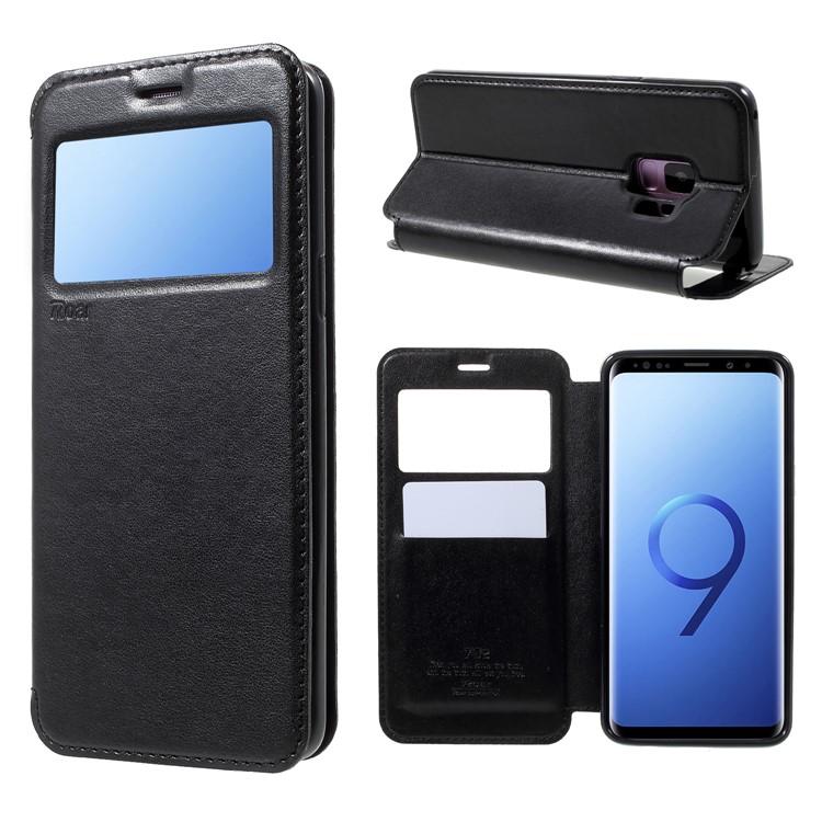 ROAR KOREA Noble Leather View Window Flip Stand Case for Samsung Galaxy S9 SM-G960 - Black-1
