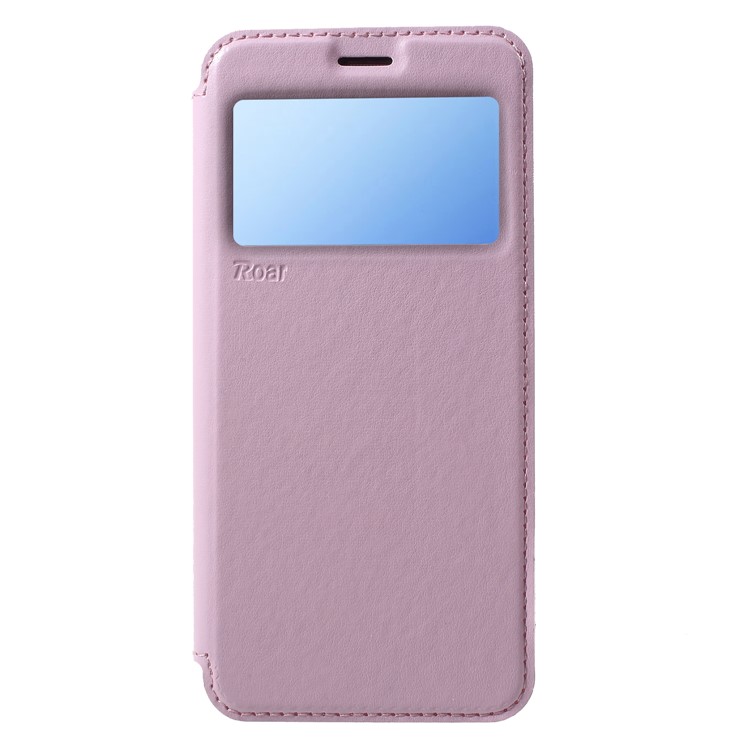 ROAR Magnetic Leather View Window Shell with Card Holder for Samsung Galaxy S9 SM-G960 - Pink-1