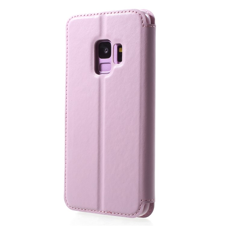 ROAR Magnetic Leather View Window Shell with Card Holder for Samsung Galaxy S9 SM-G960 - Pink-2