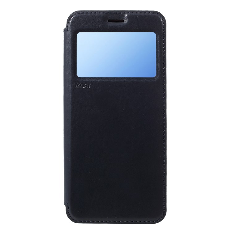ROAR KOREA View Window PU Leather Protection Cell Phone Cover with Card Holder for Samsung Galaxy S9 SM-G960 - Dark Blue-1