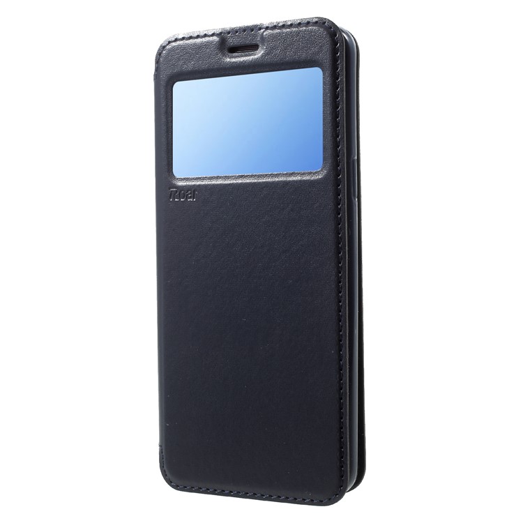 ROAR KOREA View Window PU Leather Protection Cell Phone Cover with Card Holder for Samsung Galaxy S9 SM-G960 - Dark Blue-3