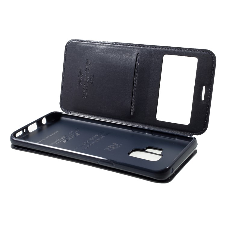 ROAR KOREA View Window PU Leather Protection Cell Phone Cover with Card Holder for Samsung Galaxy S9 SM-G960 - Dark Blue-6