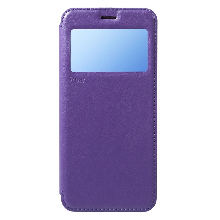 ROAR View Window Stand Leather Mobile Phone Shell for Samsung Galaxy S9 SM-G960 - Purple-1