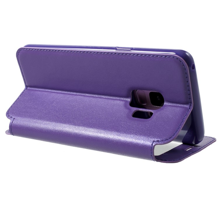ROAR View Window Stand Leather Mobile Phone Shell for Samsung Galaxy S9 SM-G960 - Purple-5
