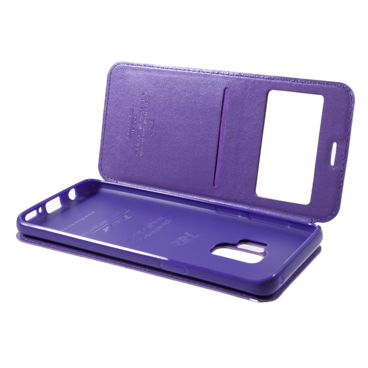 ROAR View Window Stand Leather Mobile Phone Shell for Samsung Galaxy S9 SM-G960 - Purple-6