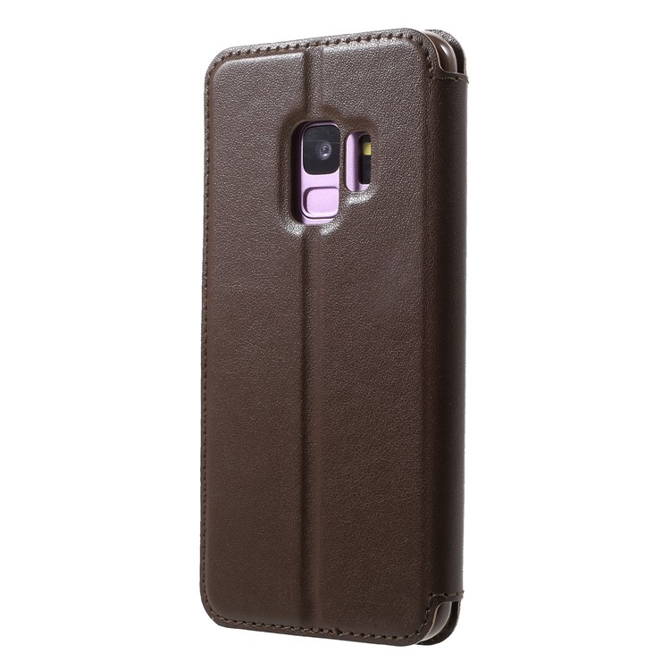 ROAR KOREA Noble Leather View Window Phone Casing with Card Slot for Samsung Galaxy S9 SM-G960 - Brown-2