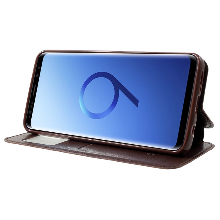 ROAR KOREA Noble Leather View Window Phone Casing with Card Slot for Samsung Galaxy S9 SM-G960 - Brown-4