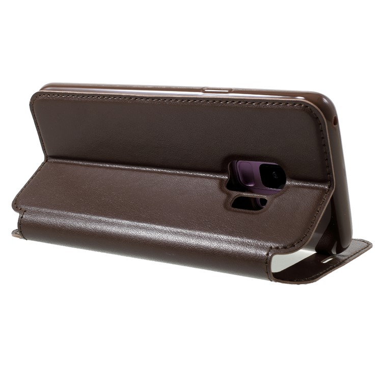 ROAR KOREA Noble Leather View Window Phone Casing with Card Slot for Samsung Galaxy S9 SM-G960 - Brown-5